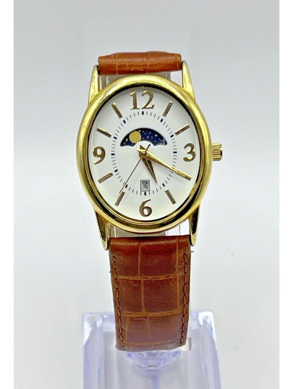 Avon Moon Stars Watch Brown Leather Band working condition 3169.6